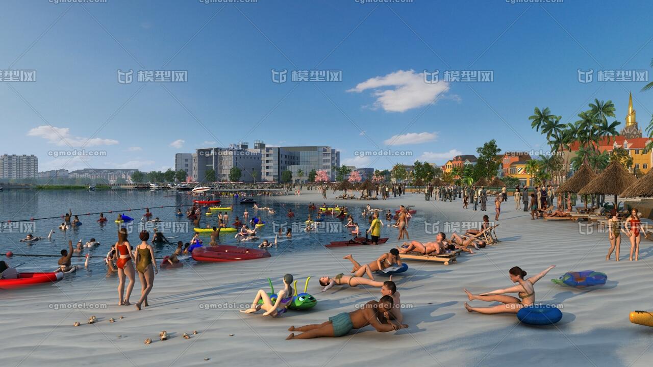 海边沙滩海岛滨海城市游泳游乐场水上乐园