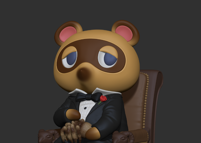 教父版动物森友会狸克手办模型