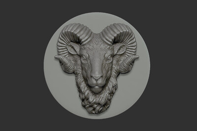402 羊 羊头 绵阳 山羊 犄角 摆件_孙鹏cg作品_雕塑/文物动物雕塑_cg