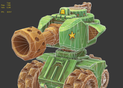 卡通q版 手绘 大炮坦克-装甲车/坦克-车辆-xaa1108-cg模型网