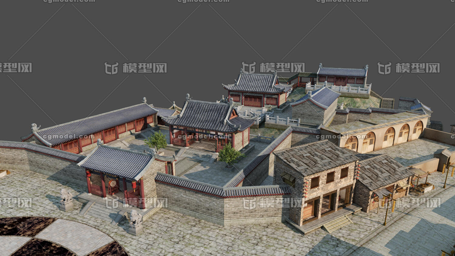 古建 衙门模型-历史建筑模型库-3ds Max(.max)模型下载-cg模型网