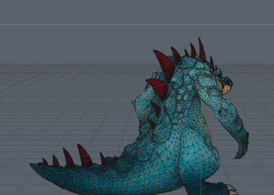 手绘鳄鱼怪物 游戏怪物模型 游戏模型 pbr 蓝色鳄鱼 变异鳄鱼 站立