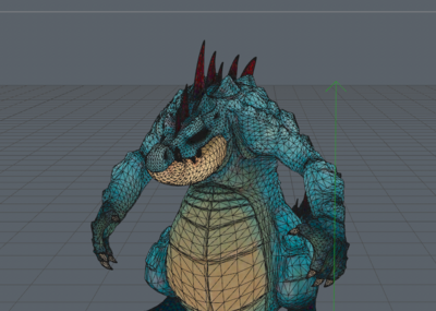手绘鳄鱼怪物 游戏怪物模型 游戏模型 pbr 蓝色鳄鱼 变异鳄鱼 站立
