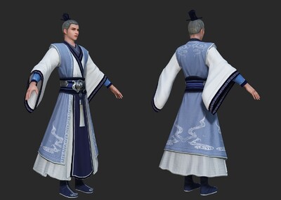 pbr 古代人物 道士 老道 修真者 道_affde作品_人物男人_cg模型网