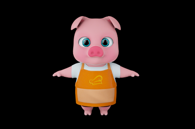 低面 q版 可爱 厨师猪 人形猪 拟人猪 吉祥物 儿童玩偶 玩具模型 带