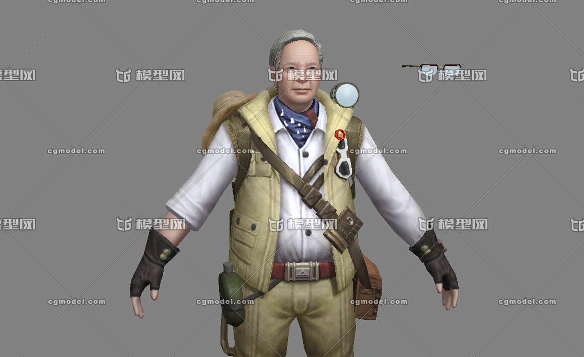 写实老人 银发老教授 专家学者 考古文物 地质勘探 老花镜 老爷爷