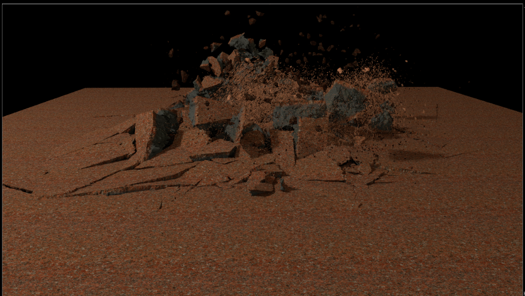 houdini 地面破碎特效 加 置换  smoke