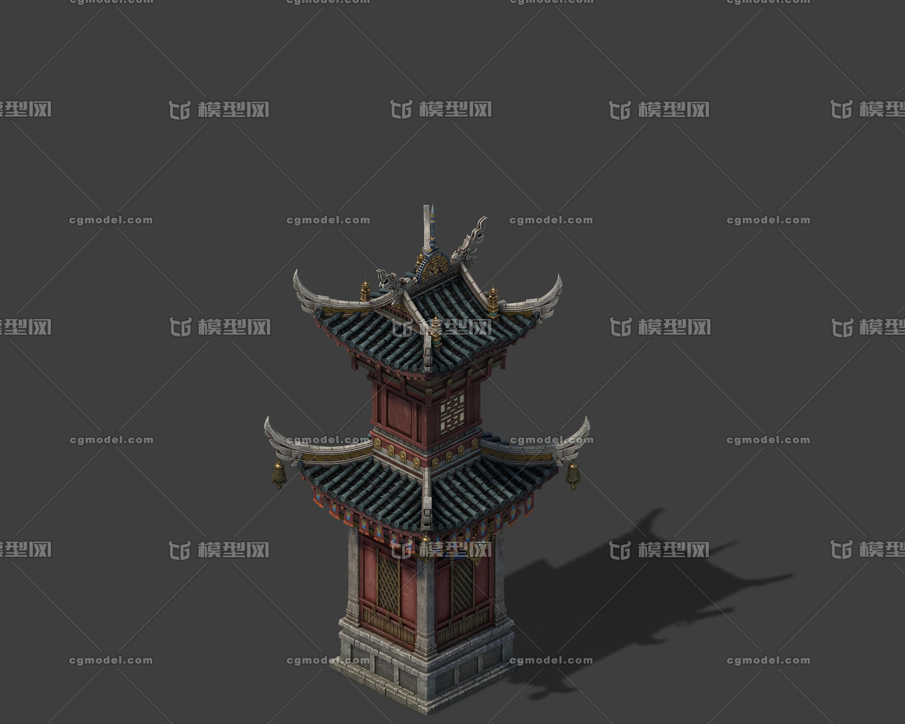 中国古建筑场景模型一个带贴图