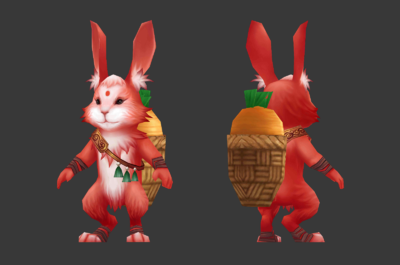 手绘卡通兔子形象 人形兔子 背萝卜筐的兔子