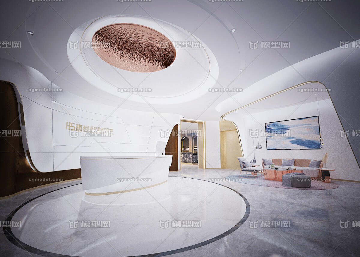 序厅 接待大厅模型-办公空间模型库-3ds Max(.max)模型下载-cg模型网