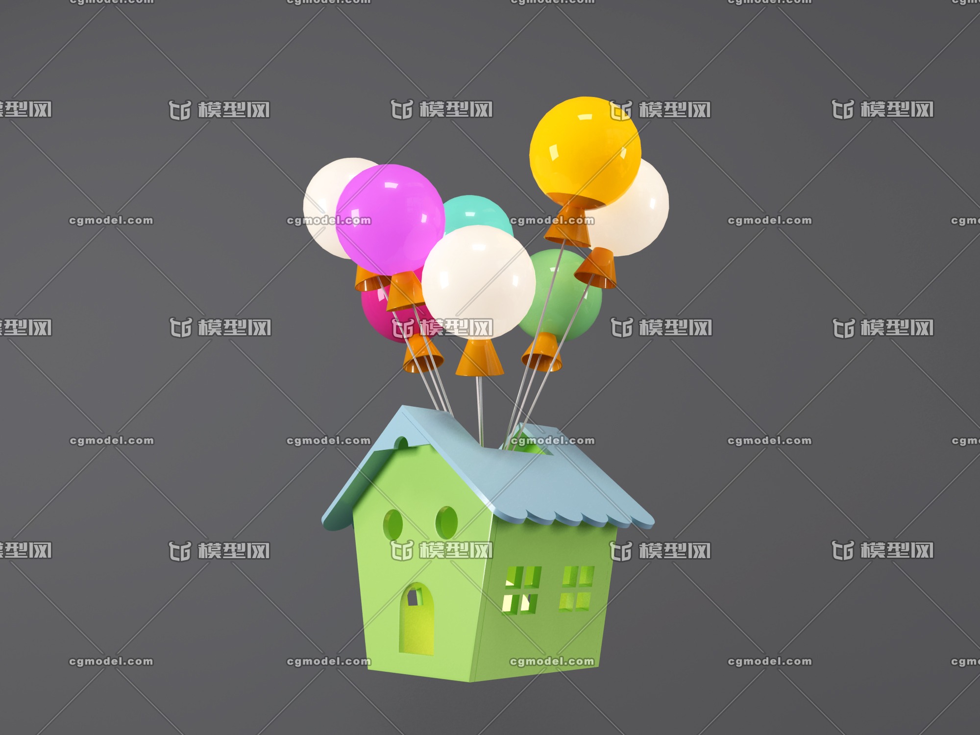 气球,卡通房子