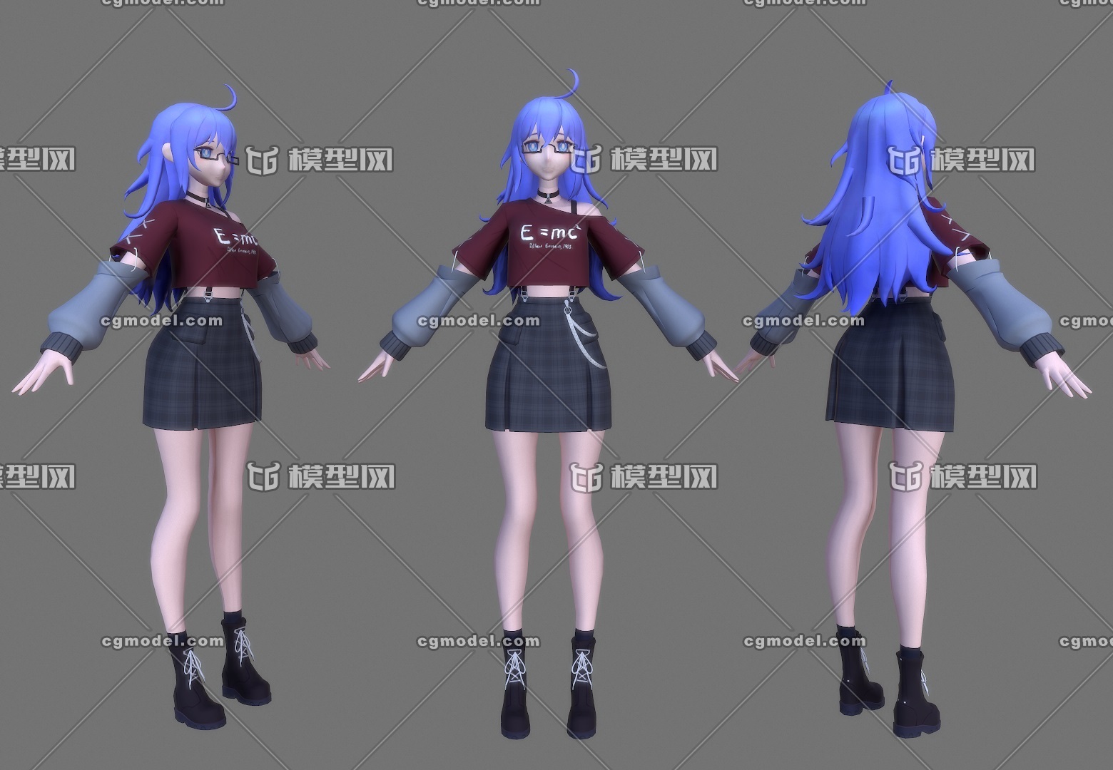 卡通 二次元时尚女孩 动漫少女 漫画_cgmt1991作品_人物女人_cg模型网