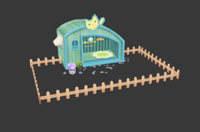 卡通q版猫舍 猫窝 猫屋 小房子 栅栏 小院子