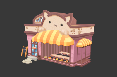 卡通q版咖啡店 奶茶店 蛋糕店 小房子 小木屋 小商店 临街店铺