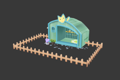 卡通q版猫舍 猫窝 猫屋 小房子 栅栏 小院子