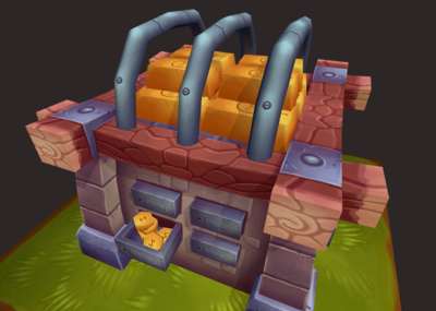 卡通q版手绘金库宝库仓库金砖