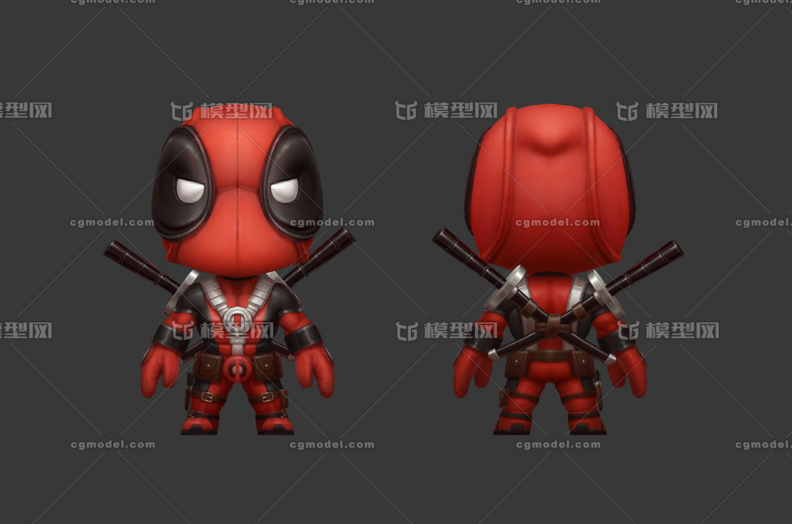 卡通Q版死侍 漫威英雄模型-男人模型库-3ds Max(.max)模型下载-cg模型网