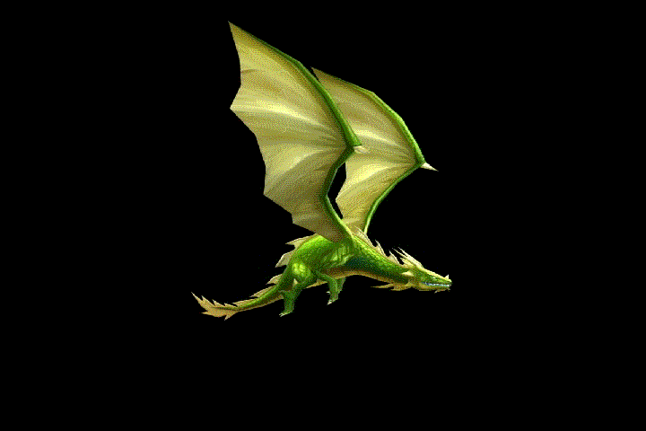 手绘风格卡通飞龙 绿龙 带动画_dashi333作品_动物飞禽_cg模型网