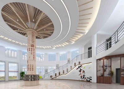 学校门厅圆形顶新中式门厅