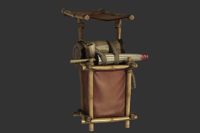 次世代 卡通 古代书生背篓 书箱 背篓 书童背书箱 行脚僧 古装书生