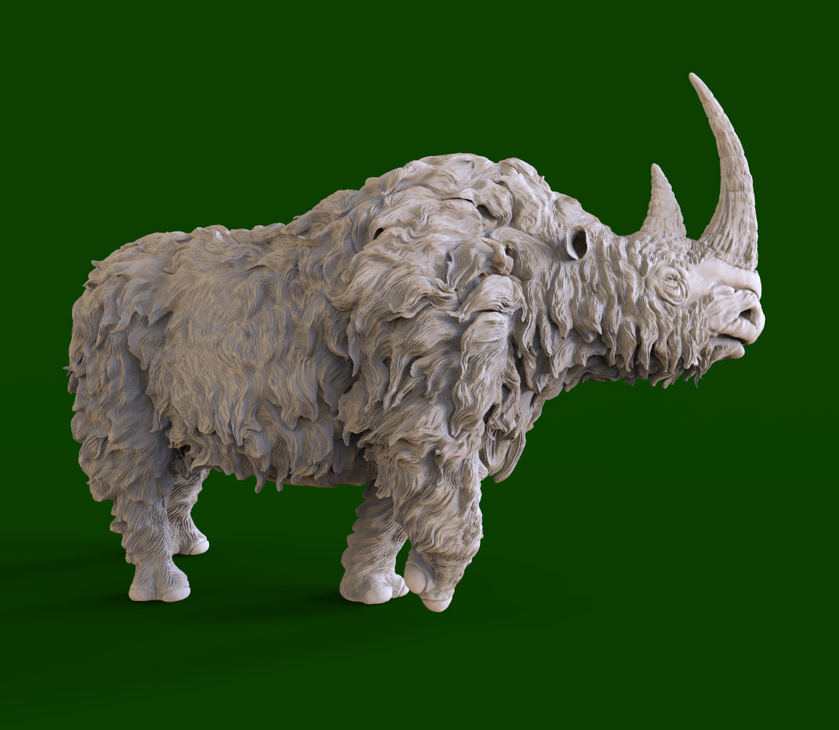 远古毛犀牛3d打印雕像