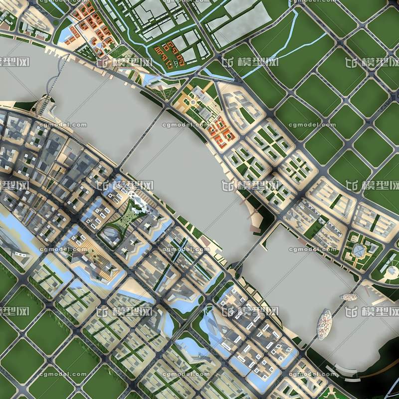 南阳未来整体规划 南阳市新区规划模型-现代场景模型库-3ds Max(.max)模型下载-cg模型网
