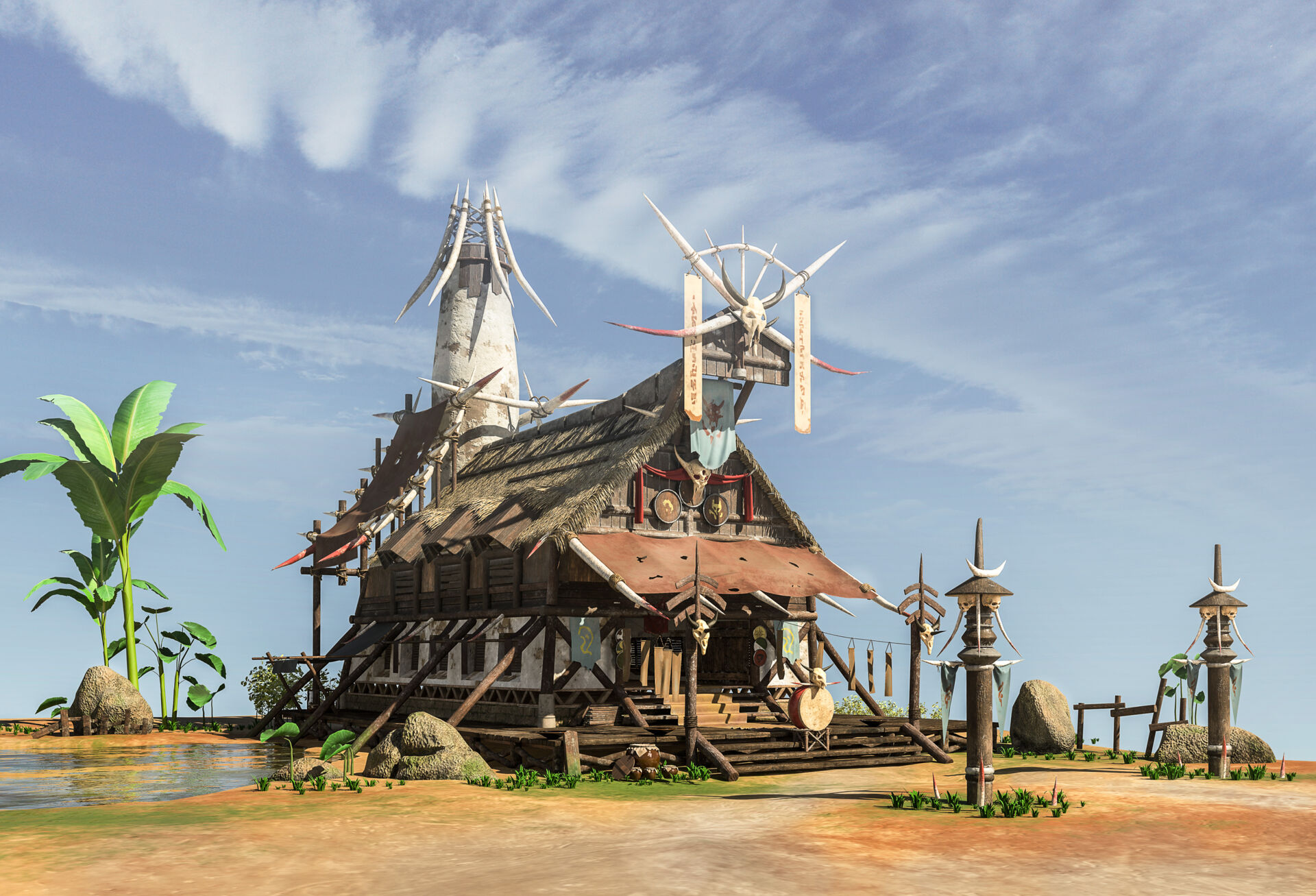 原始部落房子_卿99作品_场景/空间/建筑_cg模型网