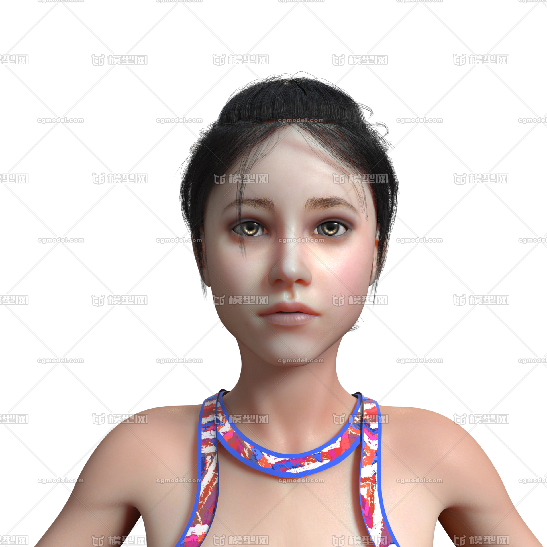 中国风啦啦队足球宝贝车模模特性感女郎maya绑定写实女人女孩模型