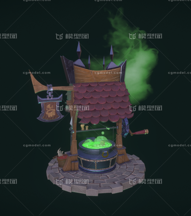 次时代 pbr 巫毒锅炉 熔炼炉 暗黑 _xaa1108作品_场景古代场景_cg模型