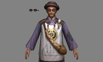 写实 男人 盲人 瞎子 眼盲 眼疾 眼睛 墨镜 近现代 民国 算命先生 知