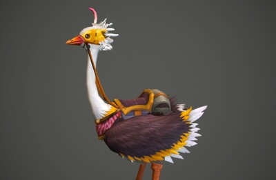 手绘 鸵鸟坐骑 ostrich 简模 动物坐骑 mount