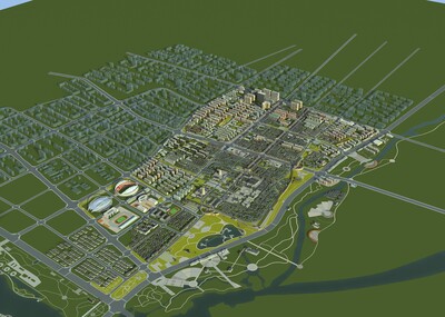 涿州古城.辽代双塔.体育场.古城.古建简模