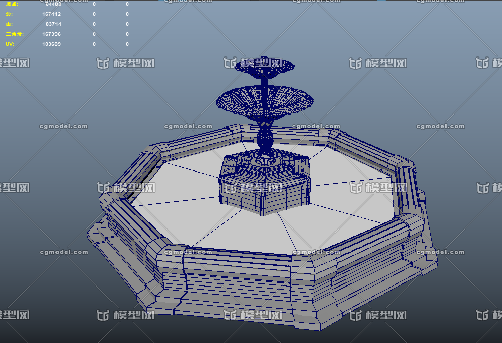 喷泉模型模型-公共设施模型库-Maya(.ma/.mb)模型下载-cg模型网