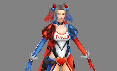小丑女两款 joker 双马尾辫子 女孩 黑桃 皇后 女王