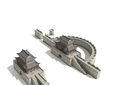 古城项目用的模型  可以模块化组装 城墙拐弯 城门 瓮城 都有了