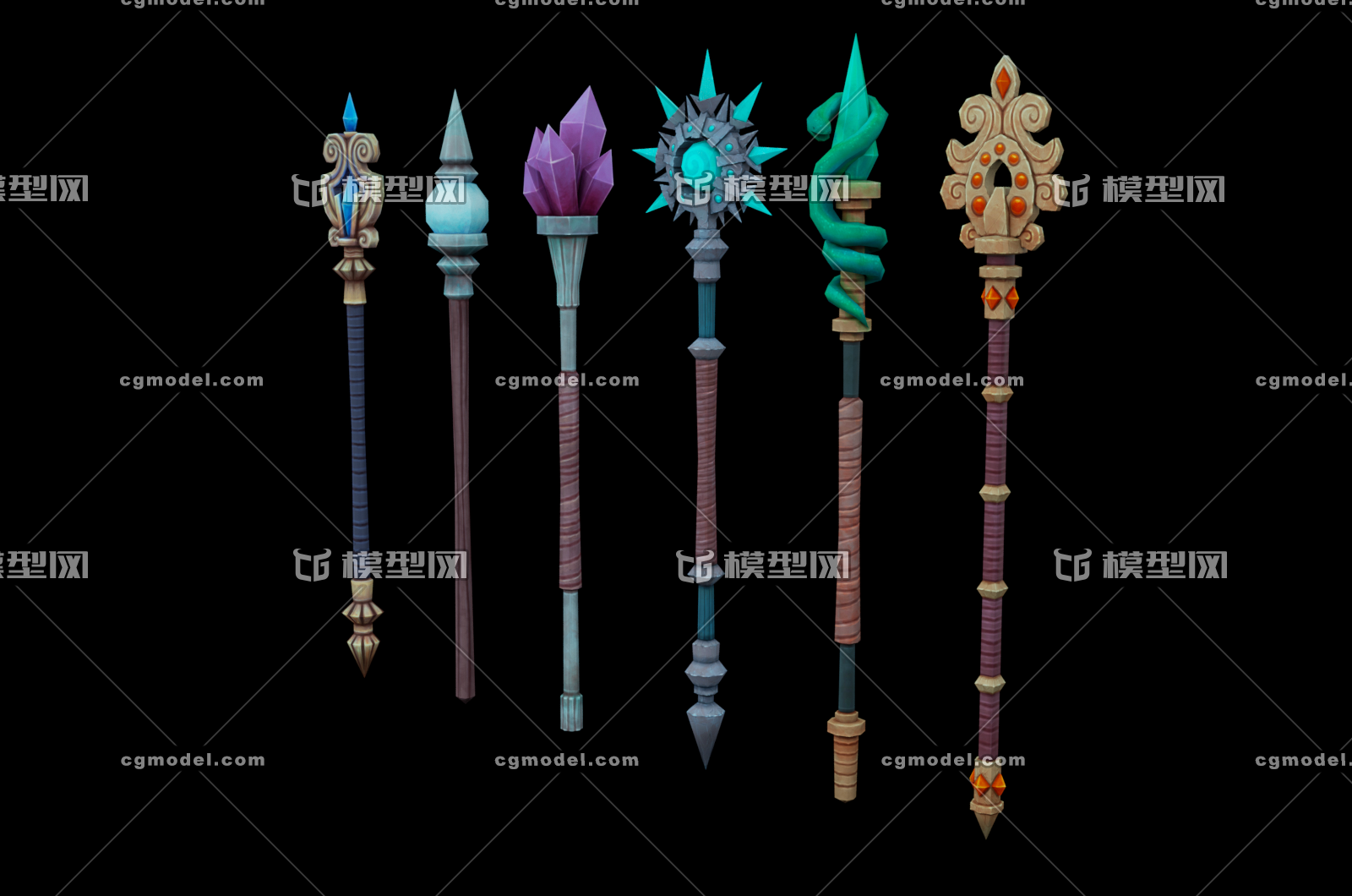 Pbr法杖魔法权杖魔杖魔法师武器魔幻属性法杖 游戏武器模型次世代低面手绘 Cg模型网 Cgmodel 三维设计师交流互动平台 专注多品类3d模型下载 原创作品分享 软件学习