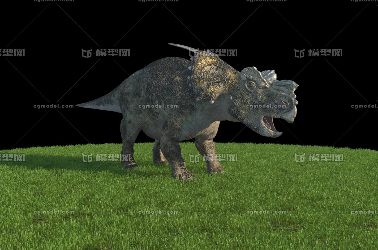 河神龙 三角龙 achelousaurus 甲龙 远古巨兽 恐龙跑步 侏罗纪 白垩