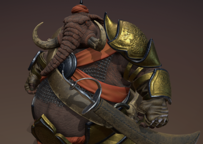 次时代 pbr 象战士 缅甸越南古战士 战象