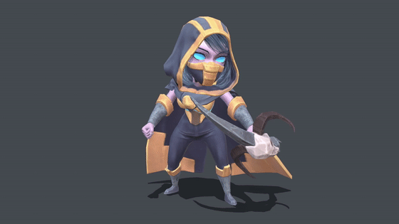 带绑定和动画的pbr次时代材质卡通q版弓箭手,游侠,暗夜幽灵3d模型