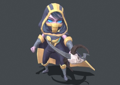 带绑定和动画的pbr次时代材质卡通q版弓箭手,游侠,暗夜幽灵3d模型