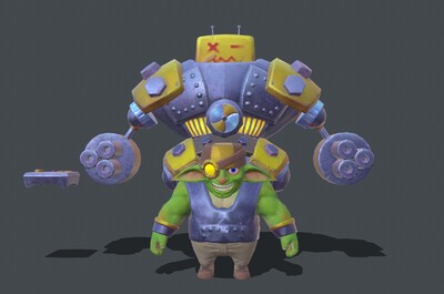 带绑定和动画的pbr次时代材质地精机器人,哥布林3d模型