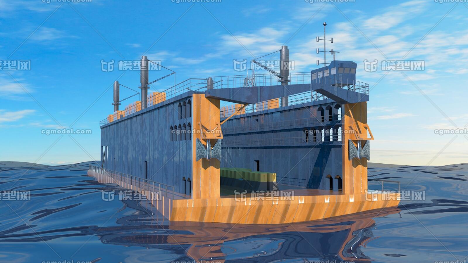 浮船坞 - 运船- 货船- 运输船- 造_小鸡仔作品_船艇工程船_cg模型网