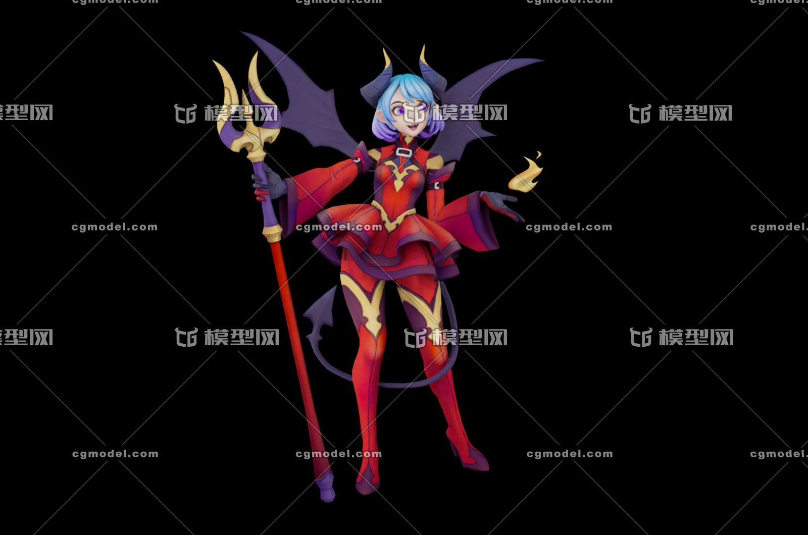 Pbr魔法少女恶魔少女法杖魔法游戏角色次世代低面手绘魔法女孩女性角色战斗少女 Cg模型网 Cgmodel 三维设计师交流互动平台 专注多品类3d模型下载 原创作品分享 软件学习