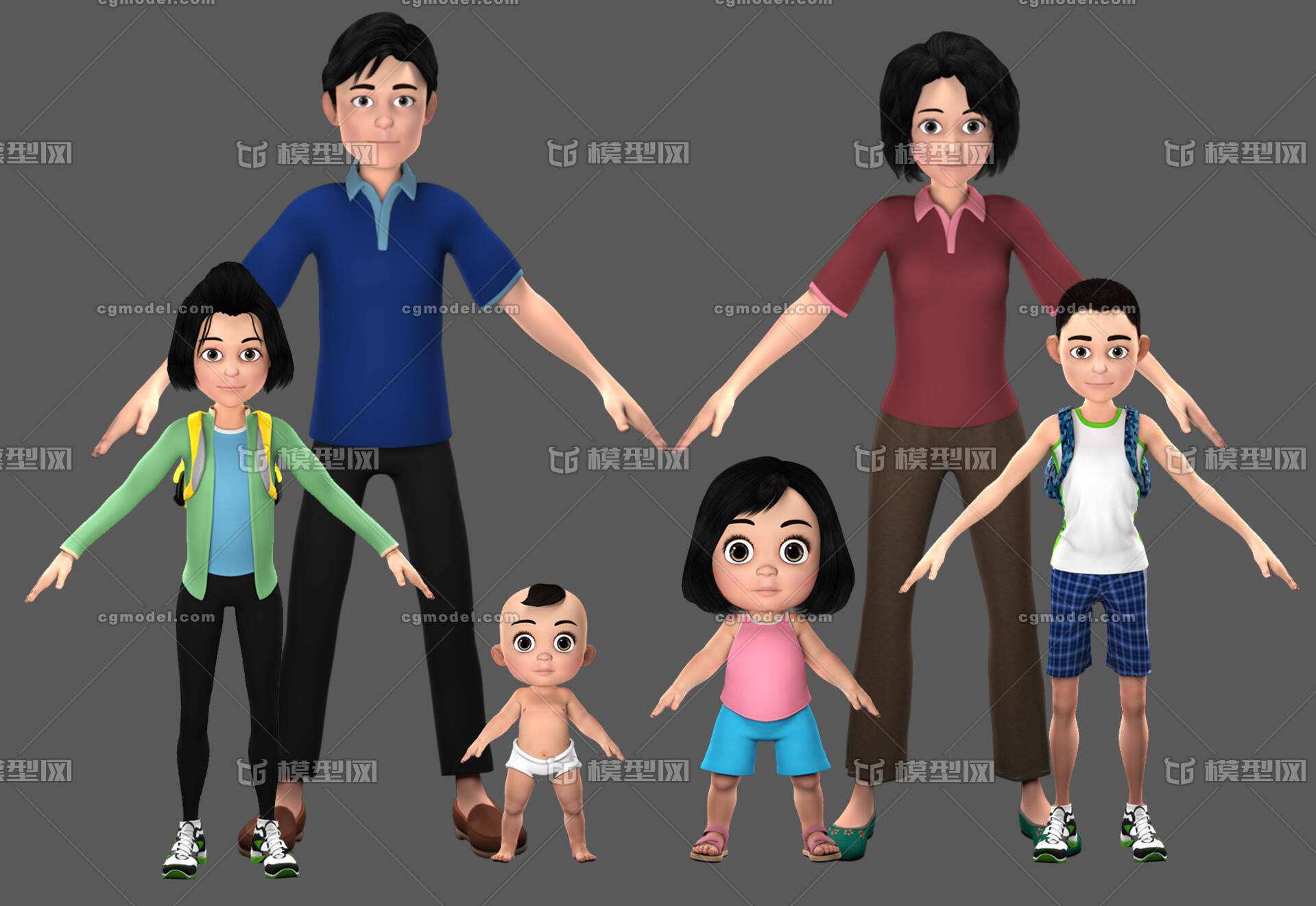 卡通一家人 爸爸模型-男人模型库-FBX(.fbx)模型下载-cg模型网
