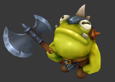 卡通手绘q版青蛙战士刀斧手怪物