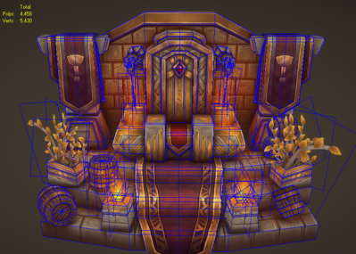 卡通手绘q版王座皇位大厅主位