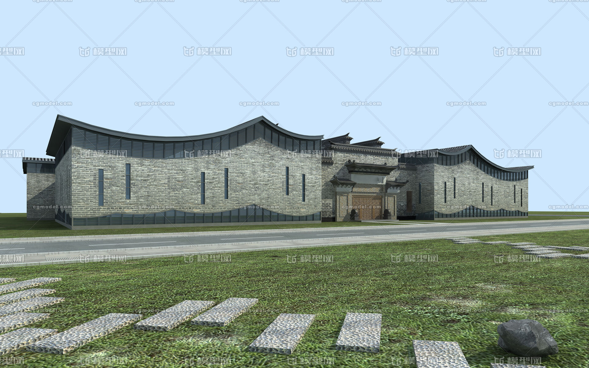 博物馆-赣南式建筑风格博物馆_gap year作品_建筑历史建筑_cg模型网