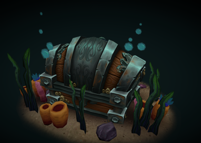 卡通 手绘 q版 深海宝箱 章鱼宝箱 海草 珊瑚