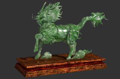 次世代 写实 麒麟雕塑 瑞兽 中国古代神话 神兽 貔璆 狻猊 玉麒麟