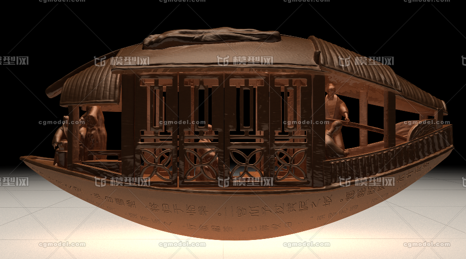 核舟记橄榄核舟模型-自然场景模型库-3ds Max(.max)模型下载-cg模型网